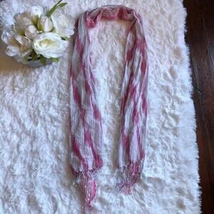 Stylish Pink and White Striped Scarf